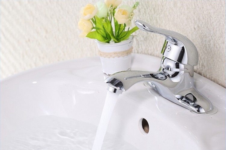 Hot and cold faucet washbasin washbasin faucet all-copper double-double double-hole copper faucet