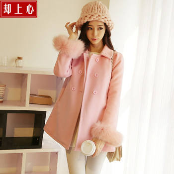 Xiaoxiangfeng Woolen Coat Women's 2024 Spring Korean Style Cape Type Double-breasted Real Wool Thickened Coat