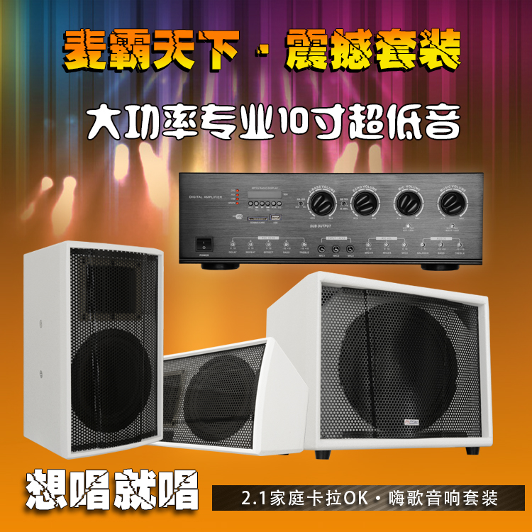 ktv Sound Set Household KTV Audio with U Disk SD Card Multi - Functional Power 10-inch Bass Gun
