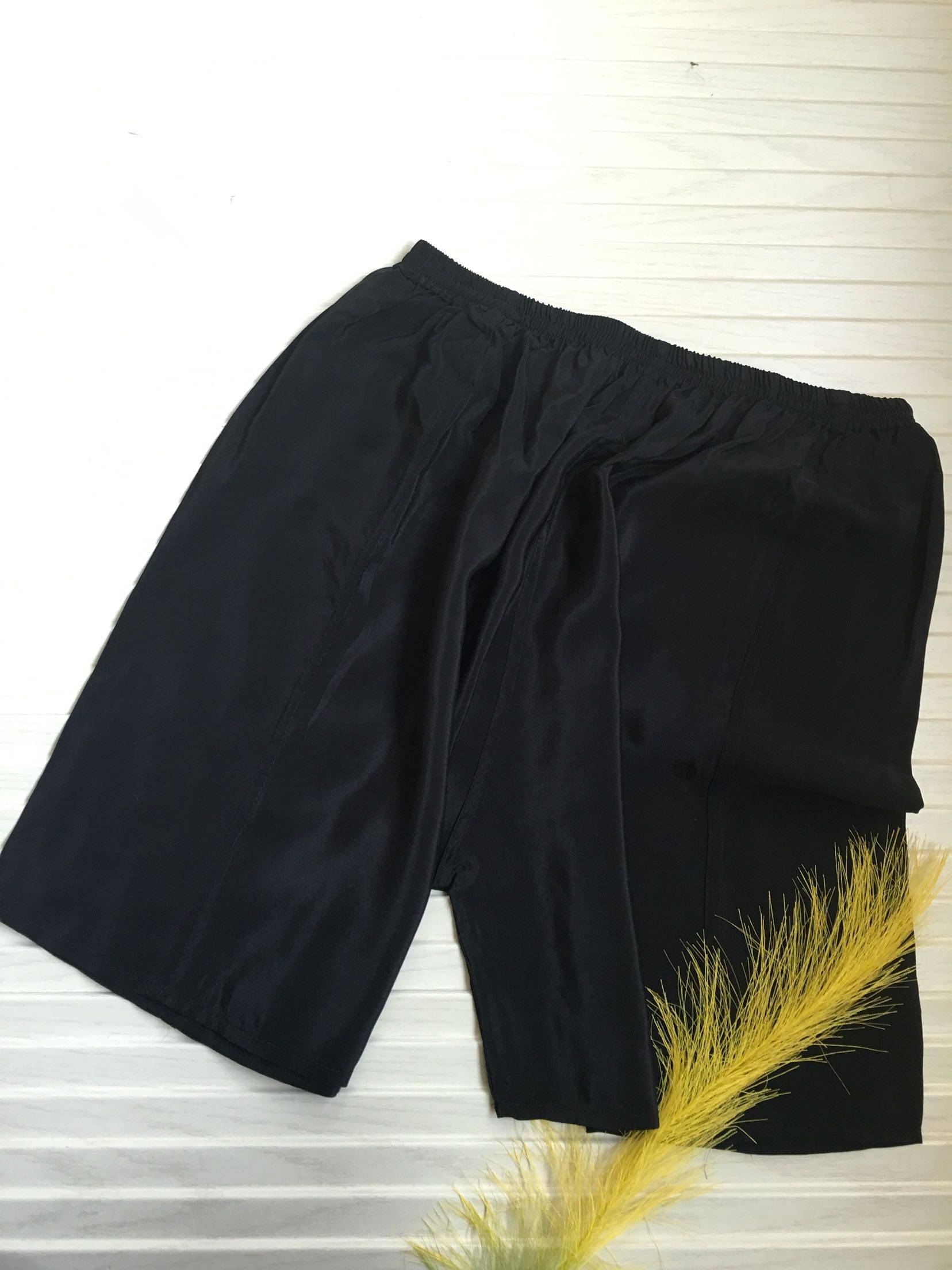 Silk beach pants crepe chine good material all-match black can be used as underpants safety pants