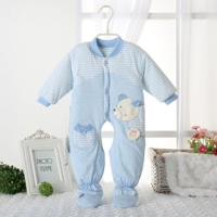 Ngay cả vườn bé mùa đông quần áo dính liền cho bé sơ sinh dính liền quần áo cotton mùa đông dày với bộ đồ lót chân body giả vest cộc tay bé trai