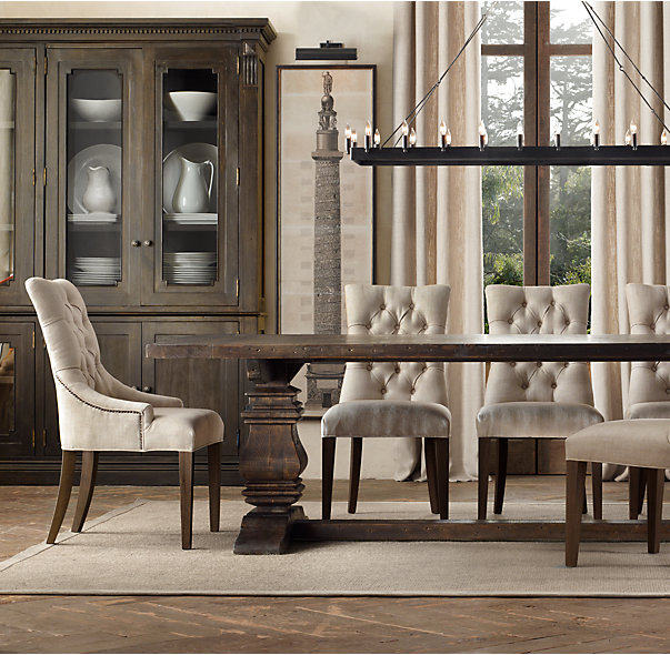 Old solid wood dining table French retro size apartment rectangular dining table American country