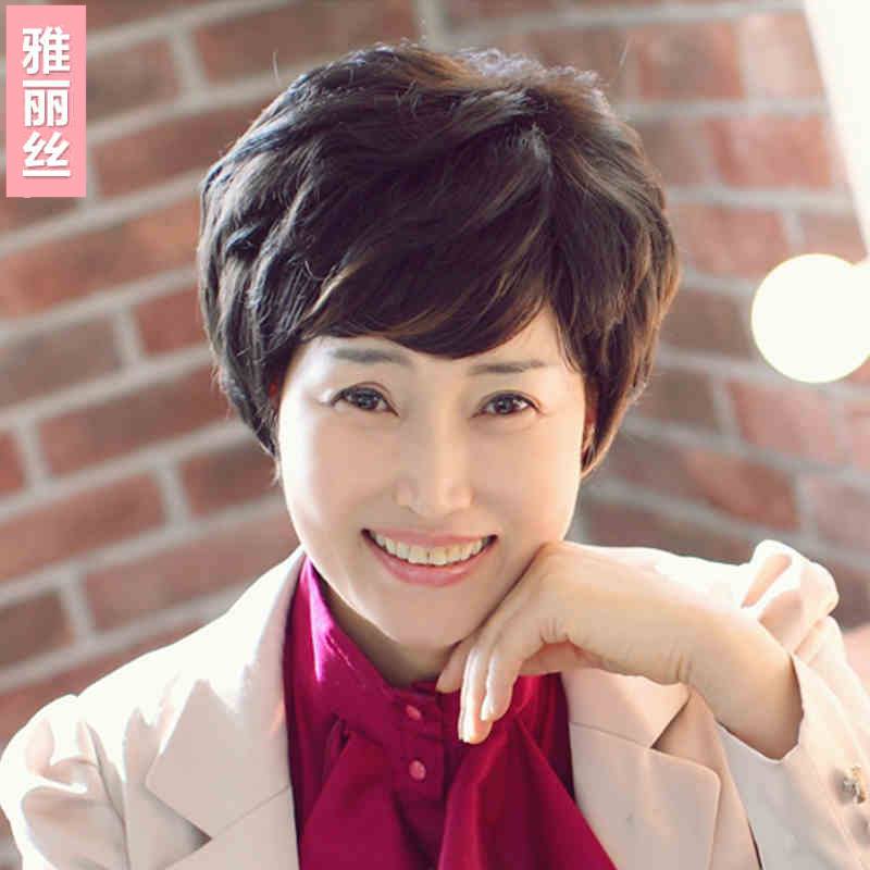 新款真发假发 短发 女 中老年妈妈假发 整顶假发套 逼真时尚发型