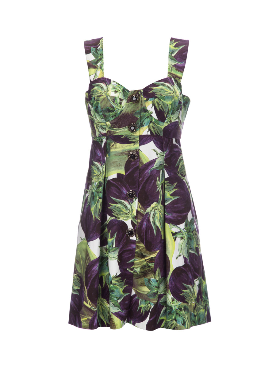 Dolce&Gabbana 拼色蔬菜印花连衣裙