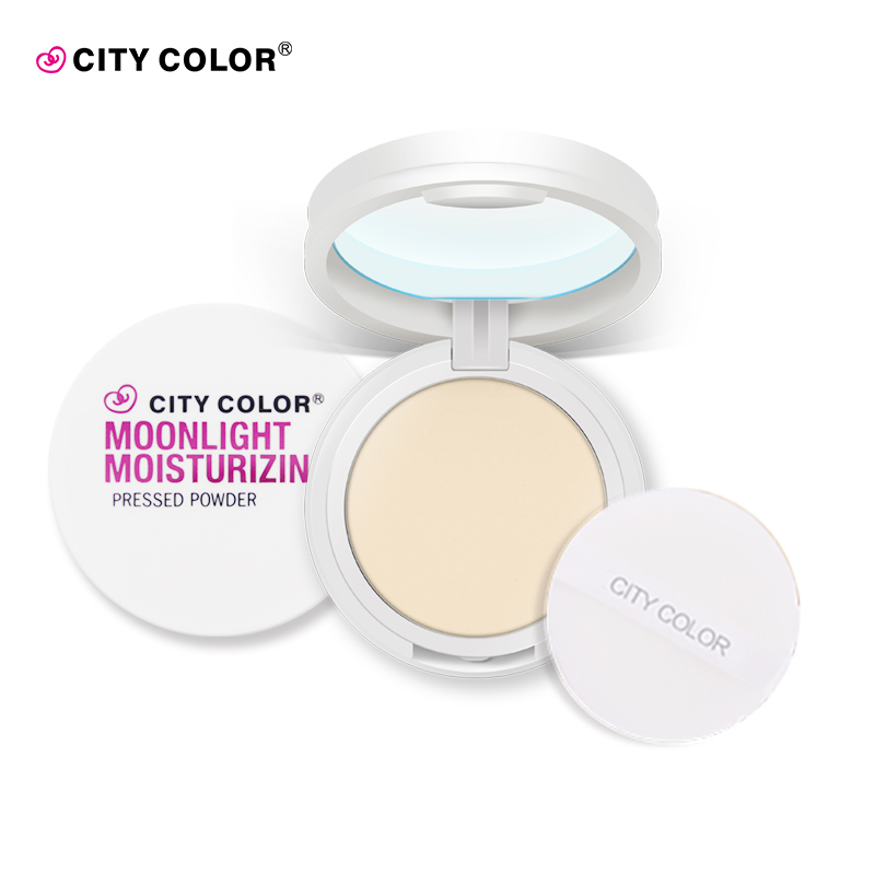 city colorKCkIUz十杯水蜜粉饼 持久保湿修容珠光控油遮瑕白皙