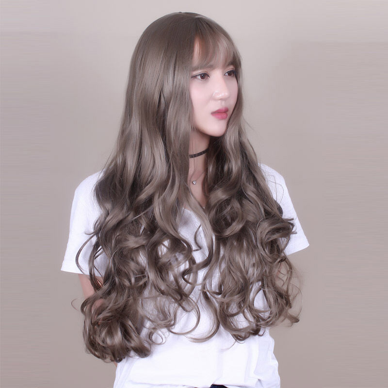 韩国假发头套女长卷发空气刘海薄长发中分蓬松逼真自然大头皮假发