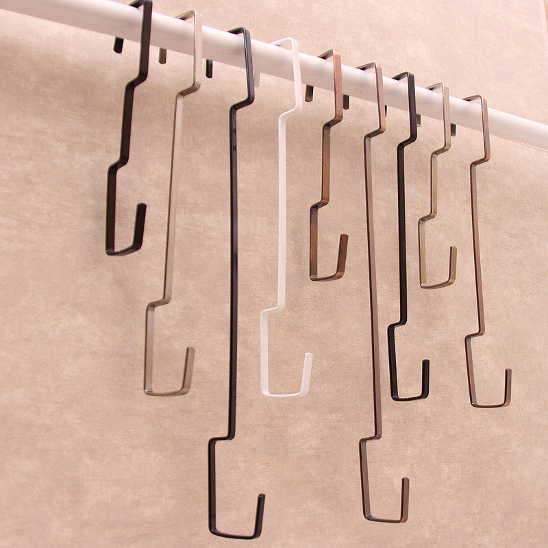 Square flat long S hook clothing store hanging clothes retro black and white bronze hanger display rack on the wall hook S hook lengthened