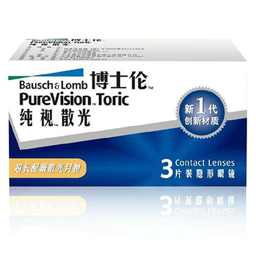 博士伦隐形眼镜 纯视一代散光近视定制月抛3片装超长配戴高透氧qx