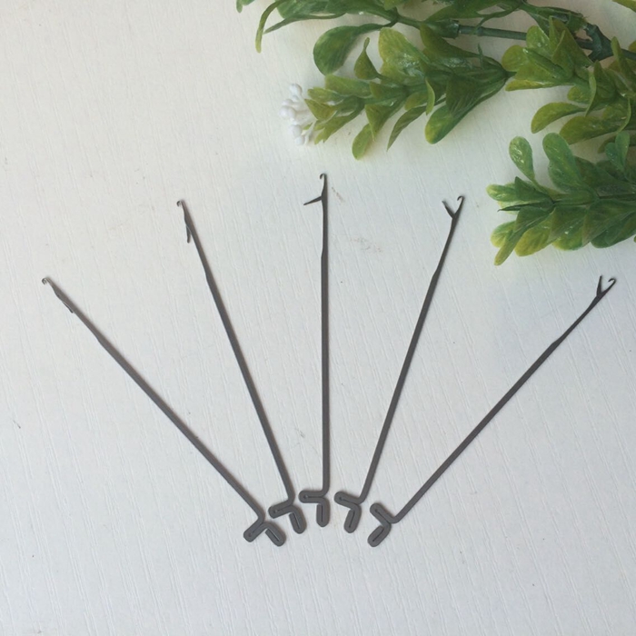 Hook needle with tongue plastic handle metal hook single head opening tongue crochet needle handmade DIY tool 