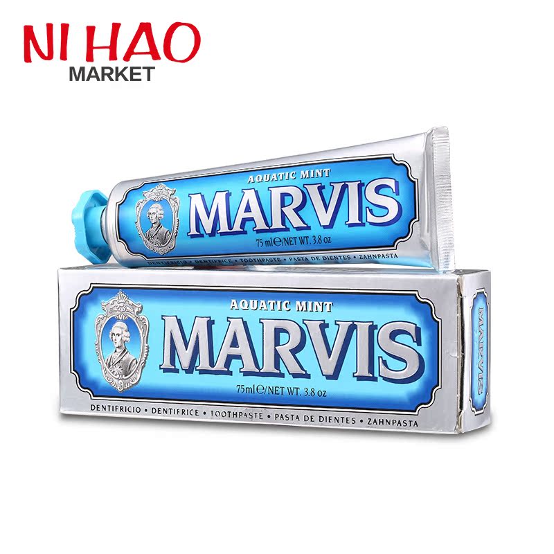 意大利原装进口 Marvis牙膏-蓝色海洋薄荷 清新口气 75ML