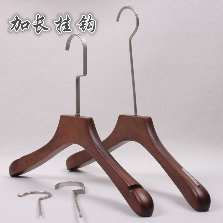 LOGO custom adult clothing store non-slip solid wood hanger batch wooden hanger pants rack with extended hook