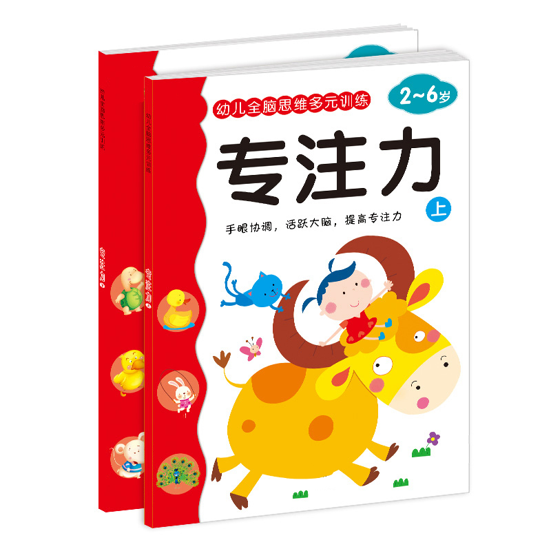 宝宝益智图书幼儿全脑思维多元训练 专注力2册 2-3-6学前启蒙书籍