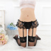 Sexy quần áo Châu Âu và Mỹ bow đồ lót sexy garter sexy phù hợp với ren trong suốt dài vớ Nịt Tất