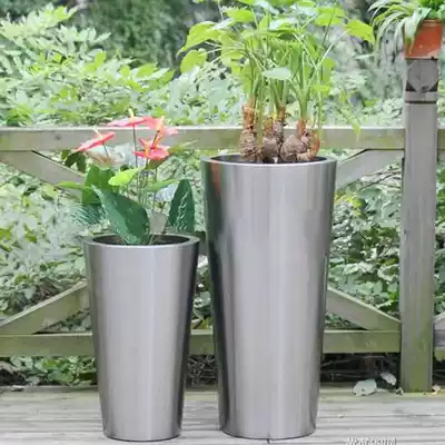 Stainless steel flower pot TV wall floor-to-ceiling vase decoration fashion tapered large metal flower vase can be customized