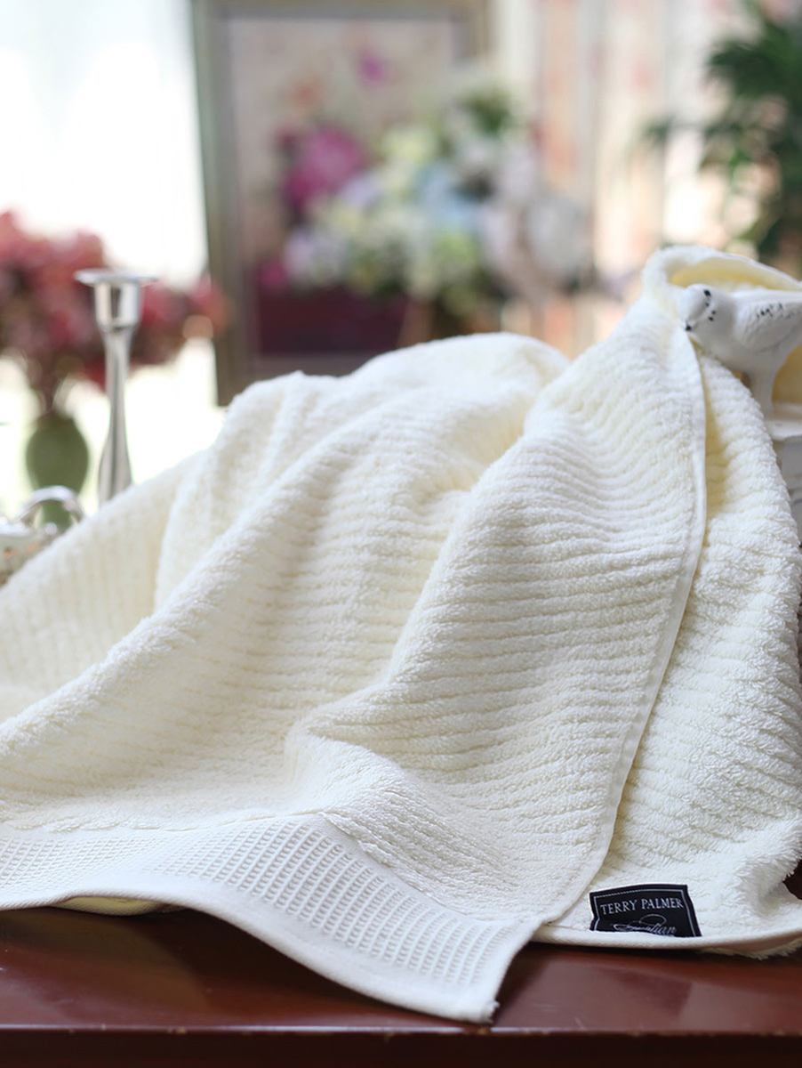 terry palmer|米色VLINE断档蜂窝埃及棉浴巾
