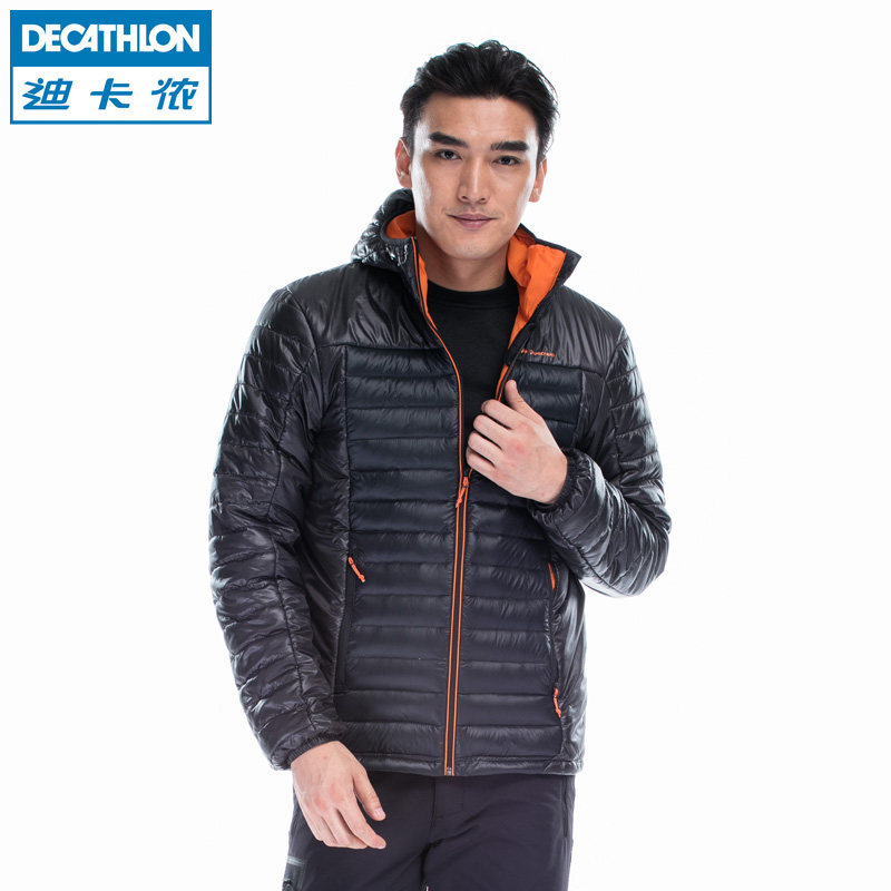 迪卡侬 户外轻薄羽绒棉服 男 保暖短款轻型 正品修身棉衣 QUECHUA