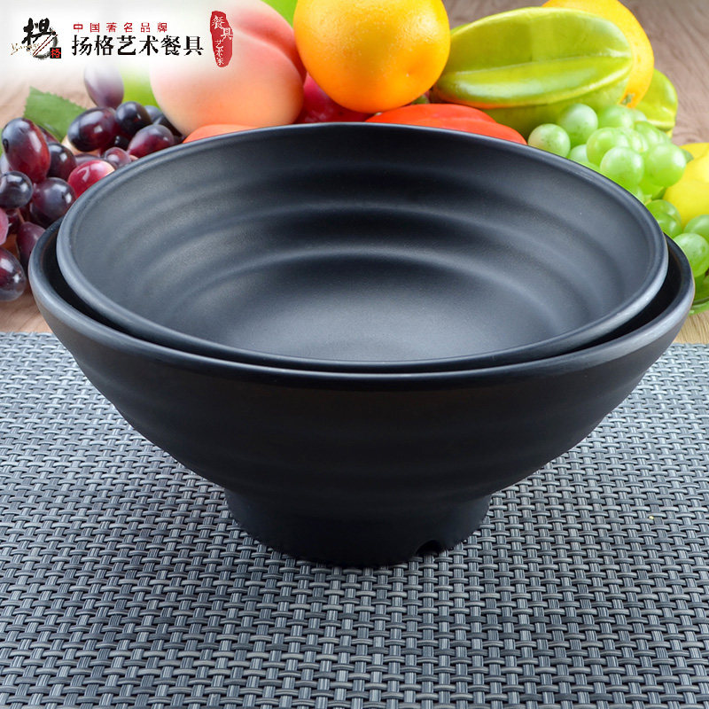 Yangg black frosted dense amines Japanese style cutlery imitation porcelain thread Noodle Rice Large Bowl of Breaking Extra-large Soup Noodle Bowl