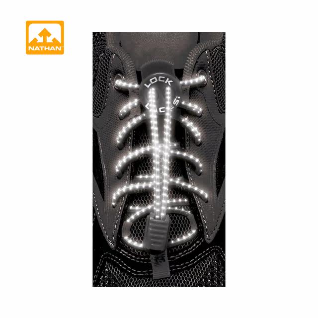 Nathan Reflective Lock Laces Nathan ແລ່ນ / ແຂ່ງກາງຄືນ Nathan ສະທ້ອນກັບ shoelaces ຕົນເອງ locking