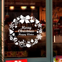 Christmas glass door sticker shop decoration window pasting window Flower Beauty wall sticker snowflake snowman wreath