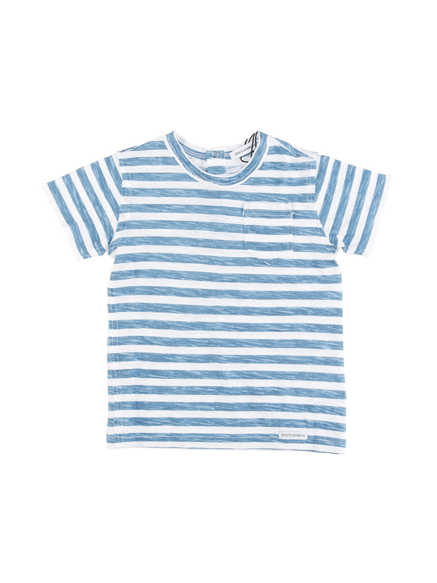 Dolce&Gabbana 海军蓝条纹印花圆领T恤