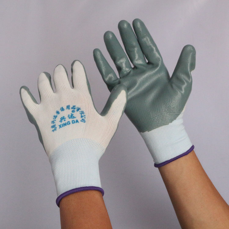 Xingda Gluing Gloves Cotton Yarn Coated Gloves Lao-Protect Gloves Anti-Wear Wear Gloves 12 Double