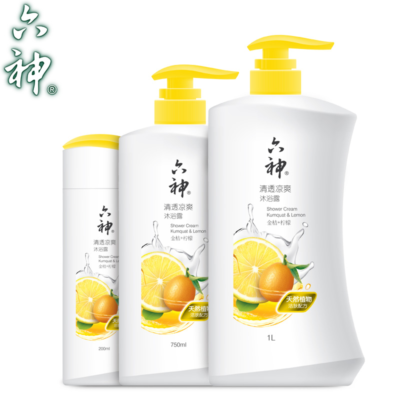 【正品保证】六神清透凉爽沐浴露(金桔+柠檬)200/450/750ML