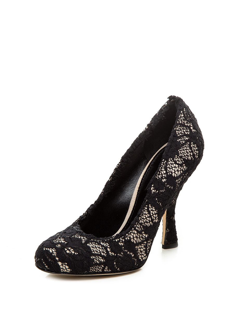 Dolce&Gabbana 黑色蕾丝拼贴高跟鞋
