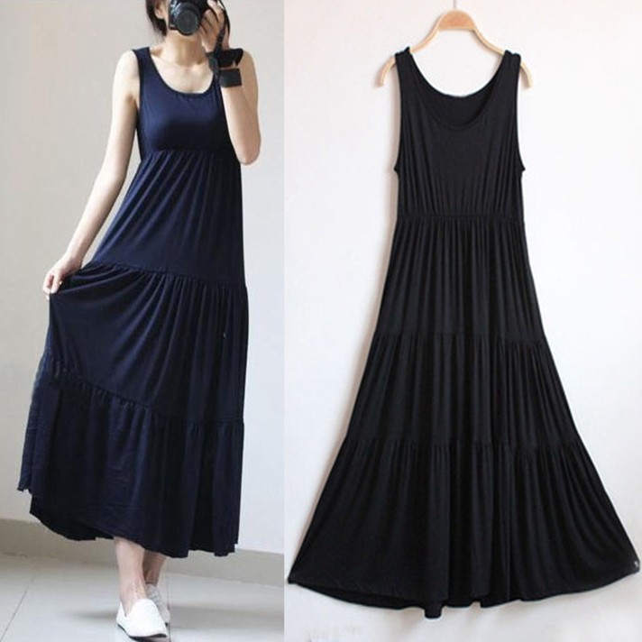 Korean version Modale Ghefei steps up yards for women with loose bottom vest long dress cake skirts for pregnant women