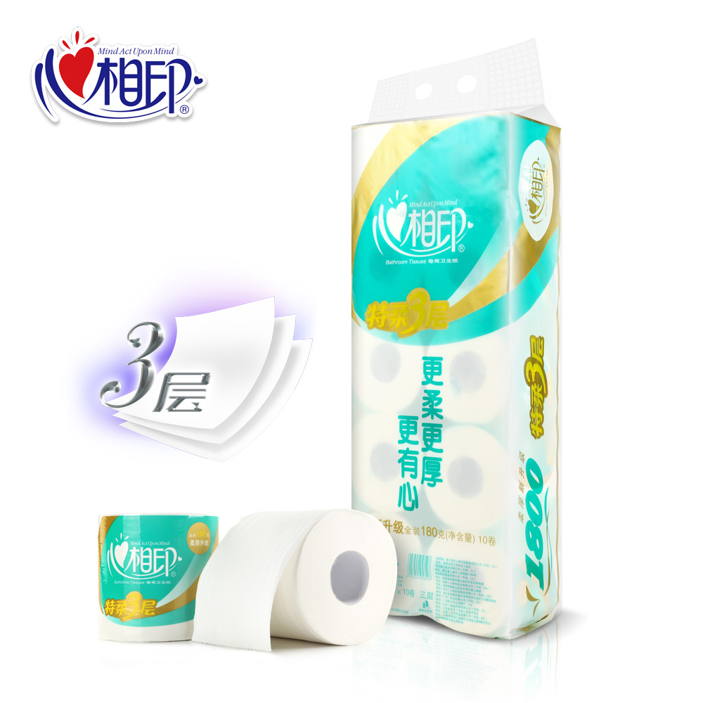 【天猫超市】心相印卷纸 特柔卫生卷筒纸巾 3层180g*10粒装热销款
