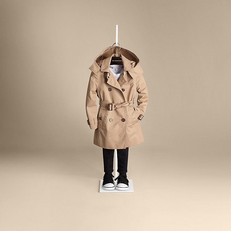 Burberry博柏利 棉质斜纹可拆式连帽Trench风衣 38877051