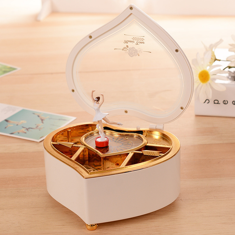 Heart-shaped jewelry music box spinning dancing princess girl music box creative children girls happy birthday gift
