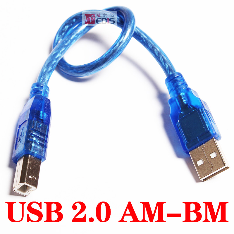 30cm transparent blue USB2 0 data line AM--BM scanner print line USB-to-square connector connection-Taobao