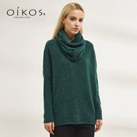 OIKOS Autumn Women Fluffy Plazed Có thể tháo rời Bib Loose Đan áo len - Áo / áo thun áo khoác len