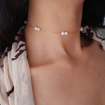 TWOR hand-made design natural pearl choker American 14K gold-clad collar a variety of wearing methods