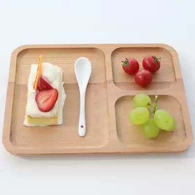 Natural beech wood non-lacquered wood tea plate fruit plate snack plate plate solid wood tray split wooden breakfast plate