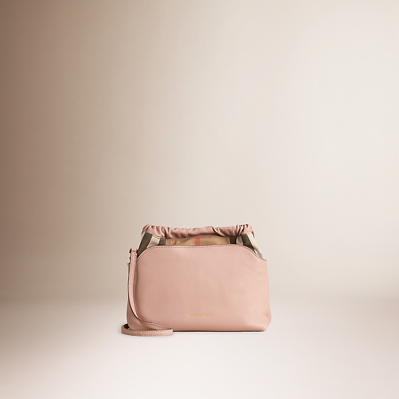 BURBERRY/博柏利小号 House 格纹拼皮革克拉什手袋 40052361