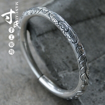 Xinhua Village Shizhaizi 999 foot silver pure handmade custom national color Tianxiang big peony pure snowflake silver bracelet