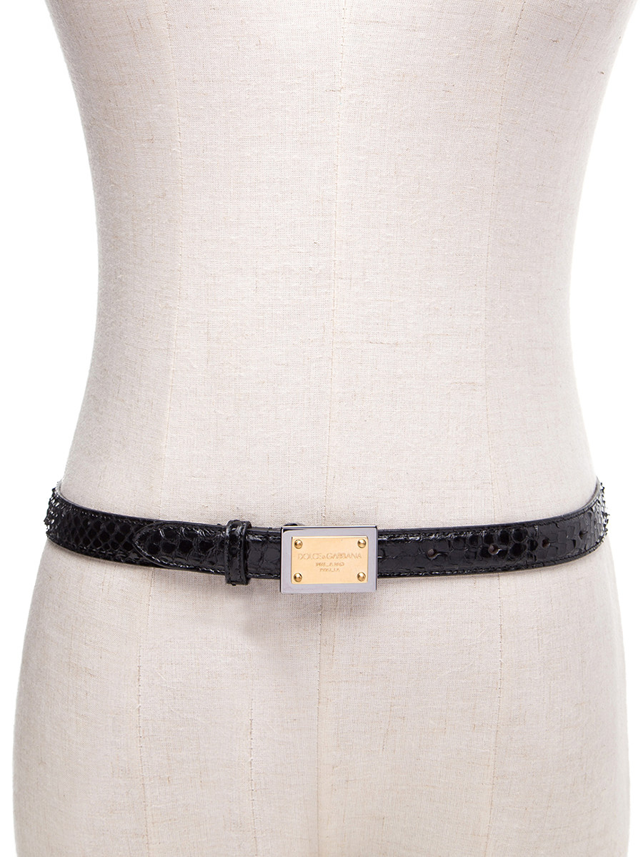 Dolce&Gabbana 黑色动物纹扳扣式腰带