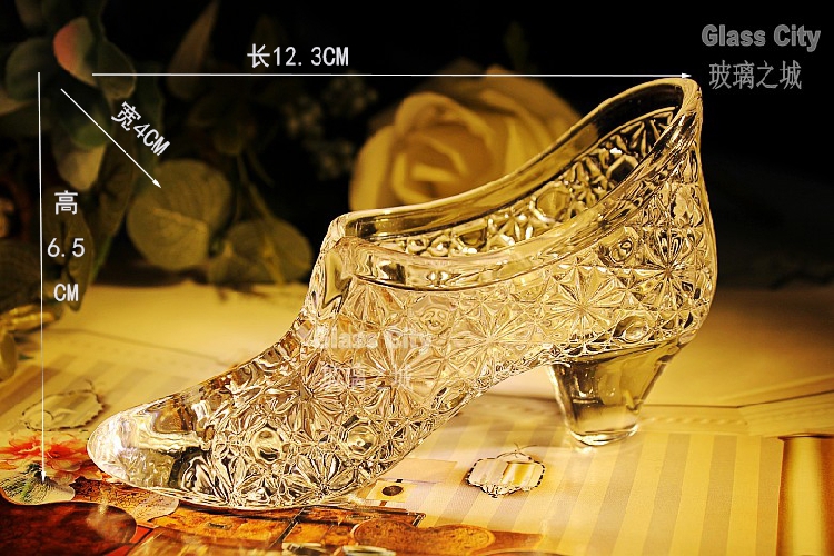 Glass City crystal Glass shoes candy box crystal boots high heels Roman Diamond Boots wedding return