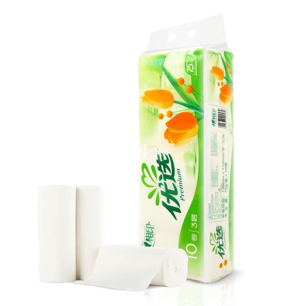 心相印优选系列三层无芯卫生纸75g*10卷 1号店优质吸水纸巾厕纸