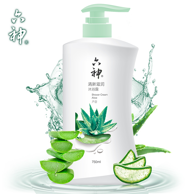 【天猫超市】六神清新滋润芦荟沐浴露750ml 祛汗味清凉 草本精华