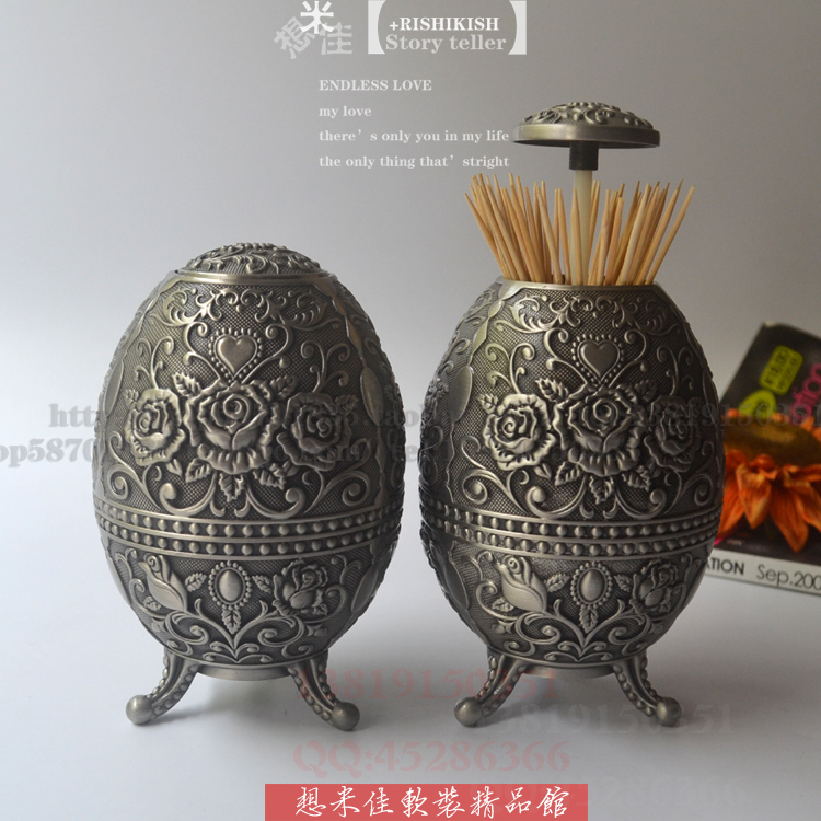 Classical European-style toothpick cartridge automatic toothpick box ancient tin color creative toothpick seat home hotel decoration supplies 
