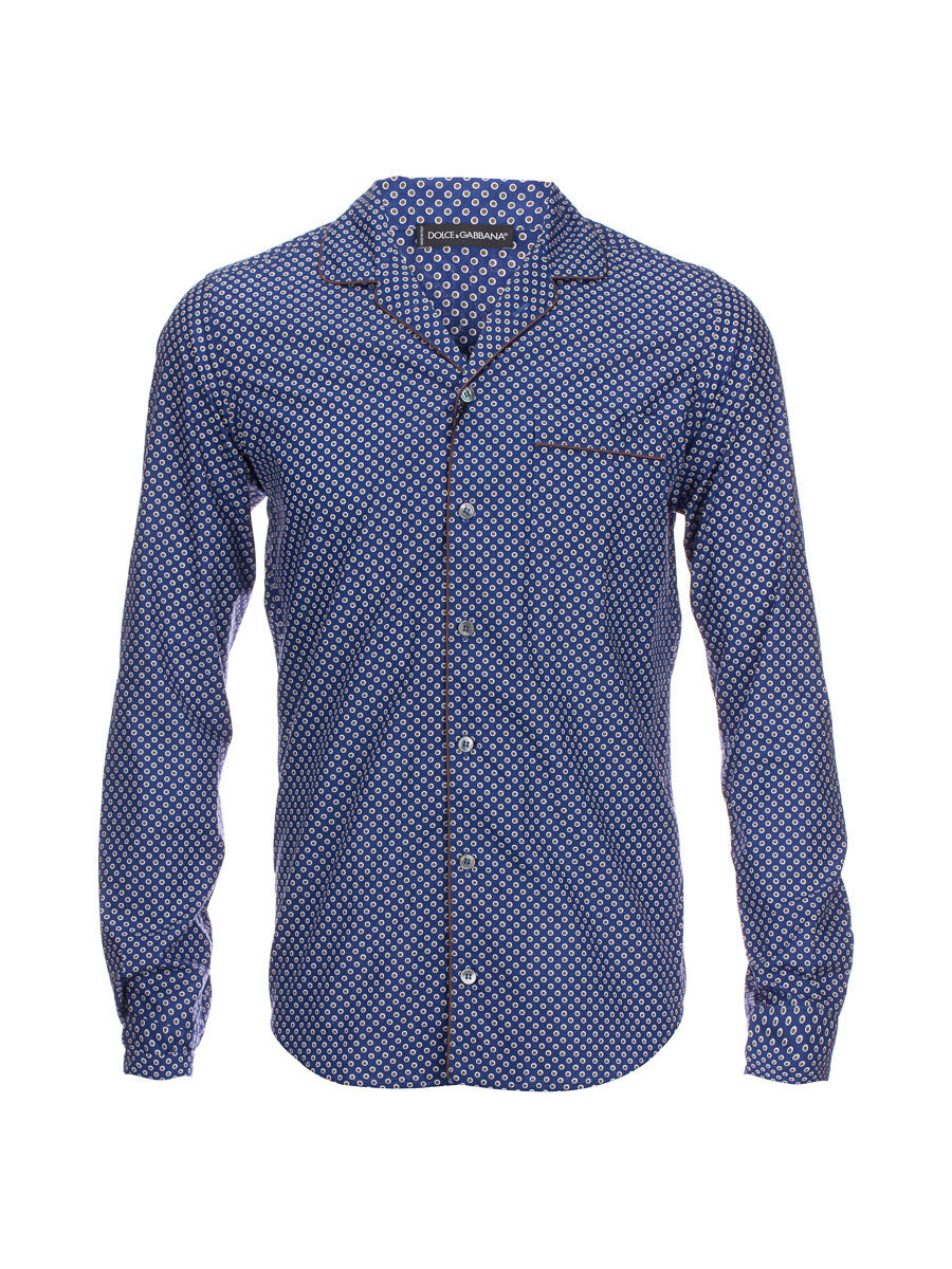 Dolce&Gabbana 蓝色印花饰胸袋长袖上衣