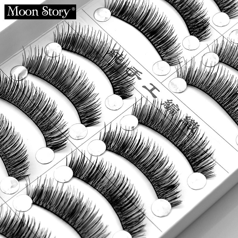 Moonstory/萌黛儿10付装纯手工假睫毛棉线交叉浓密纤长 2件送胶水