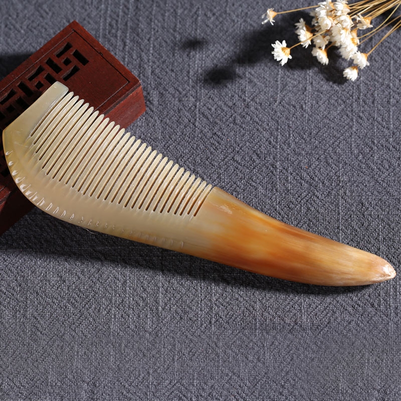Snow Manatee horn authentic thickened white Yak horn comb natural handmade plateau Yak horn comb anti-hair loss straight hair