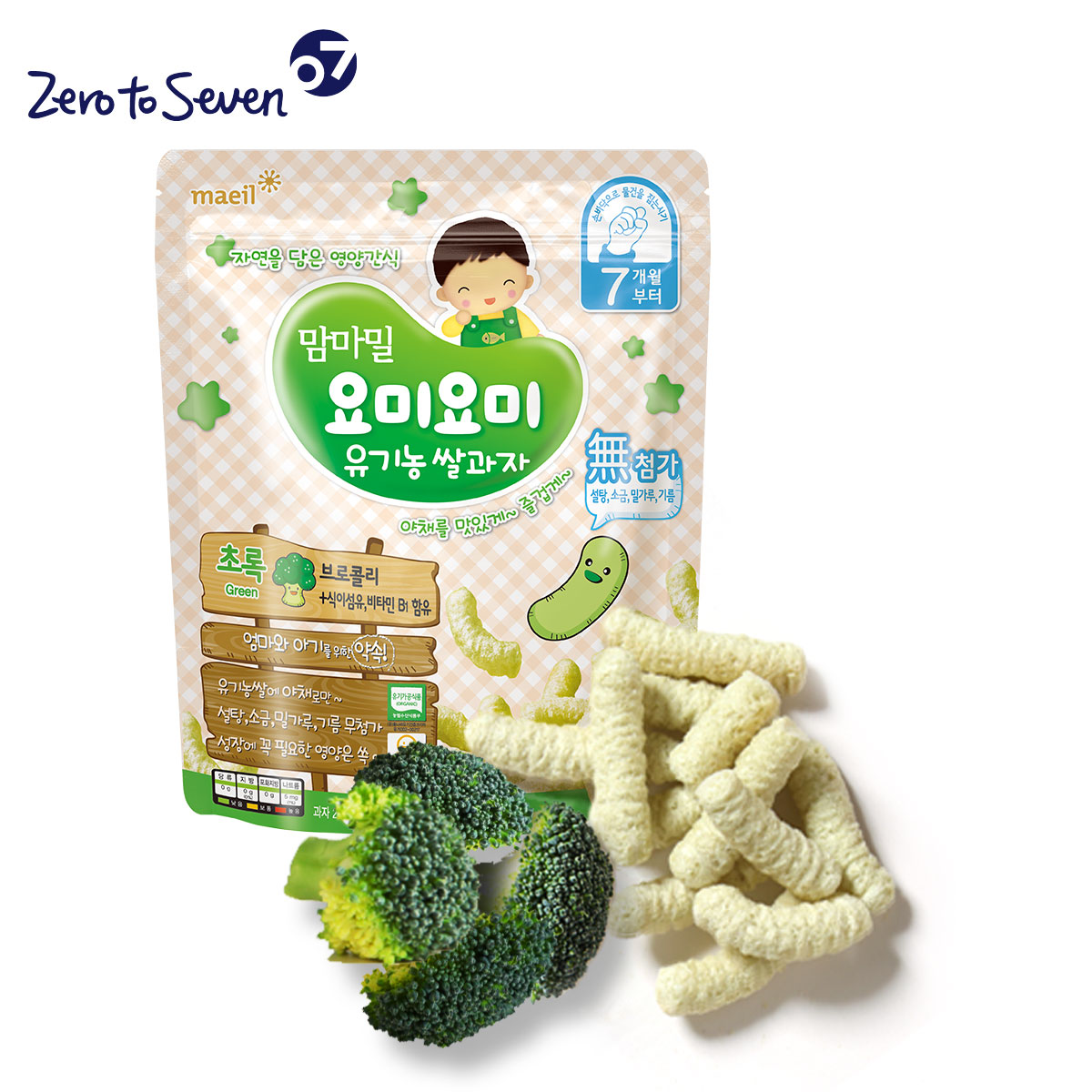 每日乳业妈咪味吖咪吖咪米泡芙绿色：西兰花（7个月～）100ml*1包
