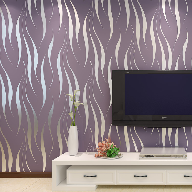 Deep purple 3D leaf wallpaper Living room Clothing shop beauty salon modern minimal gray curve wallpaper