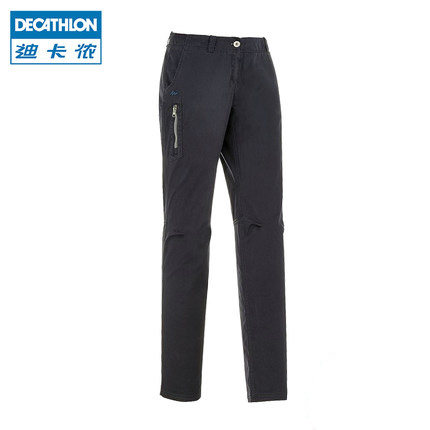 迪卡侬户外运动长裤 女 透气快干 纯棉直筒长裤 QUECHUA L1