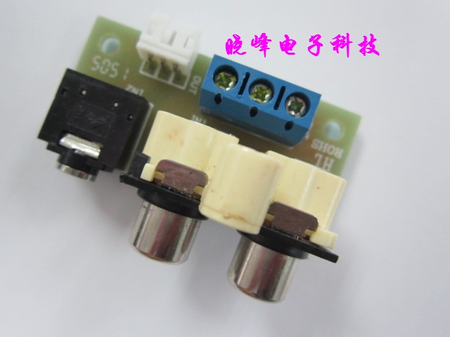 Audio input and output transfer wiring lead plate rca lotus 3 5mm plug socket pcb terminal