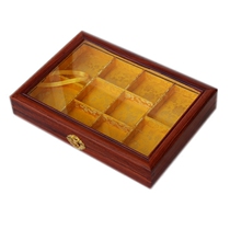 Redwood jewelry box glass cover transparent retro jewelry box storage box accessories jade leather bracelet doggerel display box